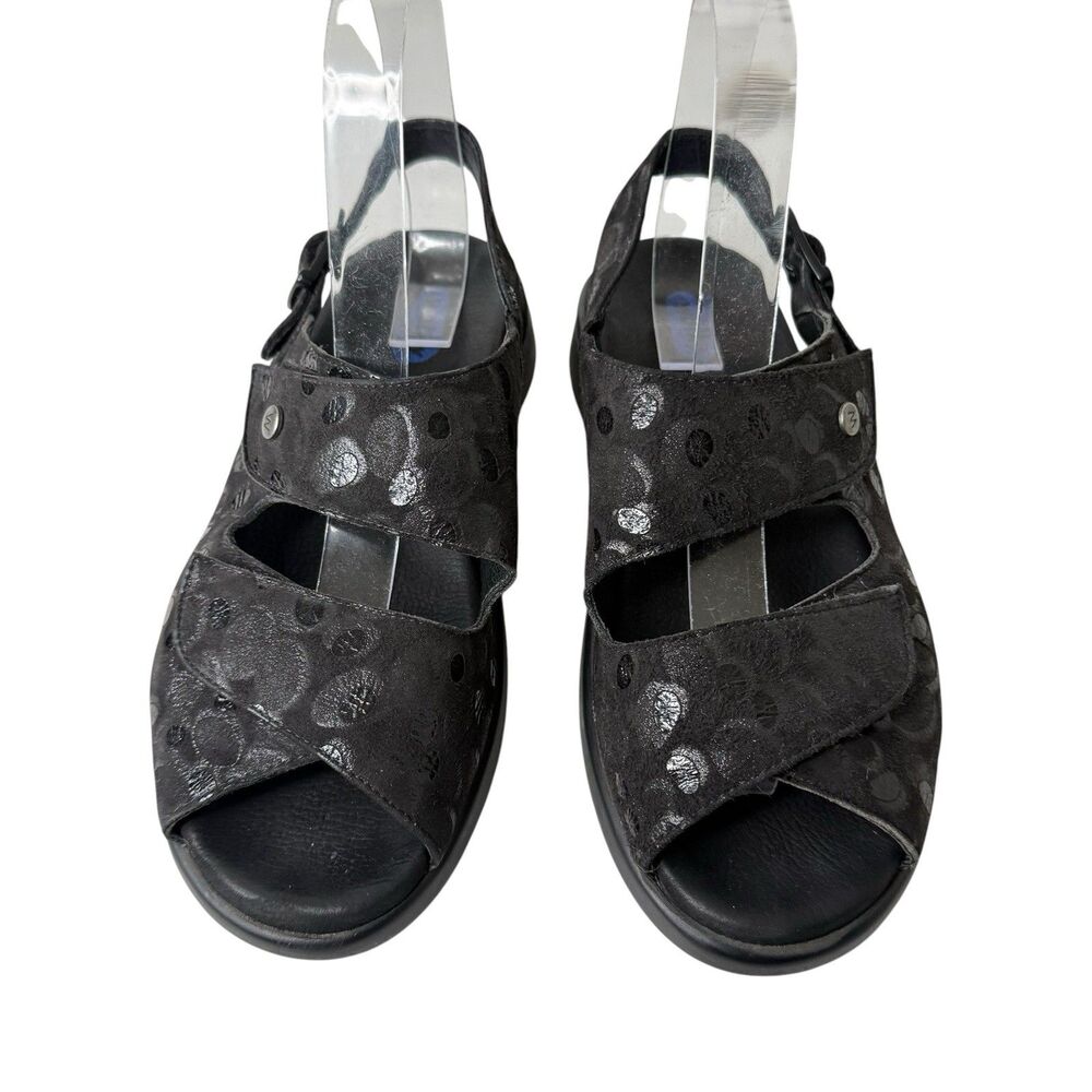 Wolky Nimes Black Circles Leather Comfort Slingback Sandal Women’s EU38/US 7 - Picture 2 of 9